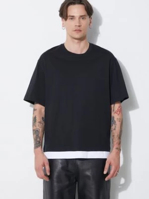 Neil Barrett t-shirt bawełniany Slim Dropped Shoulder Bicolor męski kolor czarny gładki MY70266A-Y521-524N