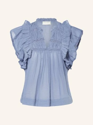 Neo Noir Bluzka Bez Rękawów Jayla Z Koronką I Falbankami blau