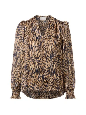 Neo Noir Bluzka damska - Davina Pattern Kobiety czarny|beżowy|złoty wzorzysty,