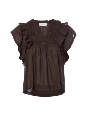 Neo Noir Bluzka damska - Jayla Kobiety Bawełna brązowy,