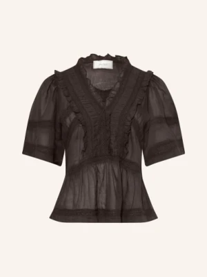 Neo Noir Bluzka Evienne Z Falbanką braun