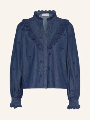 Neo Noir Bluzka Jeansowa Degas Z Falbanami blau