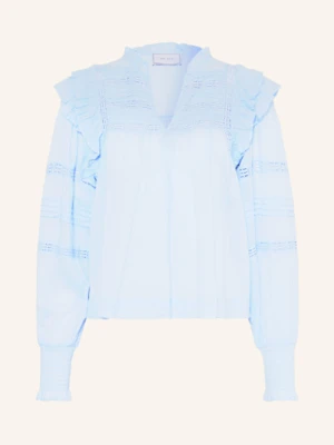 Neo Noir Bluzka Mauri Z Dziurkowanej Koronki Z Falbankami blau