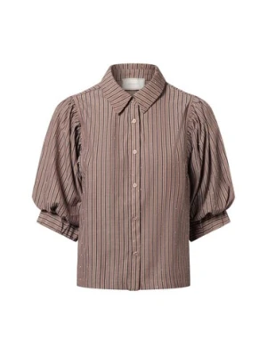 Neo Noir Damska bluzka koszulowa - Etta Kobiety beżowy|szary w paski,