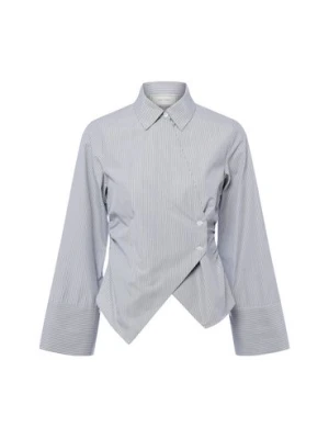 Neo Noir Damska bluzka koszulowa - Fenli Kobiety szary|biały w paski,