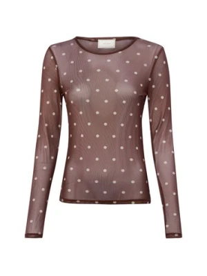 Neo Noir Damska bluzka z długim rękawem - Ella Dot Blouse Kobiety brązowy,