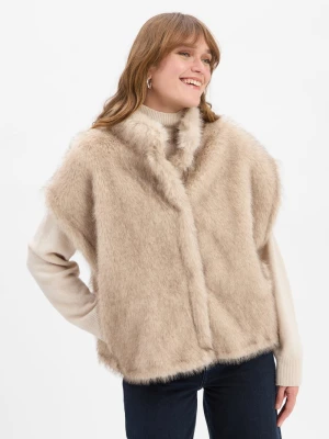 Neo Noir Damska kamizelka ze sztucznego futra - Kevini Kobiety beżowy marmurkowy,