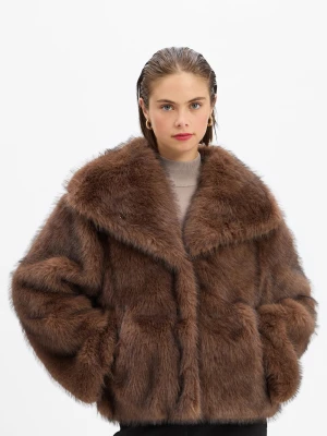 Neo Noir Damska kurtka ze sztucznego futra - Stephanie Kobiety brązowy marmurkowy,