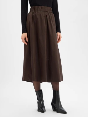 Neo Noir Damska spódnica midi - Yara Kobiety Bawełna brązowy jednolity,