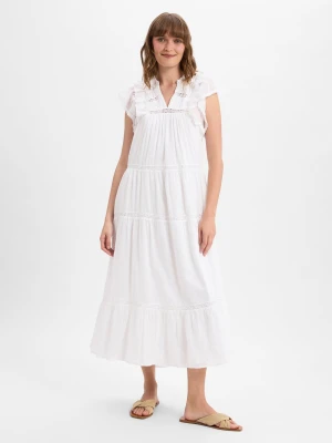 Neo Noir Damska sukienka casual - Ankita S Voile Kobiety Bawełna biały jednolity,