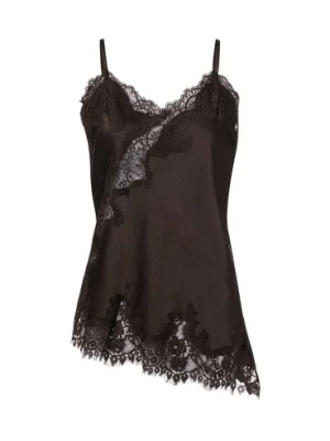 Neo Noir Damski satynowy top z koronką - Viole Kobiety Satyna brązowy jednolity,
