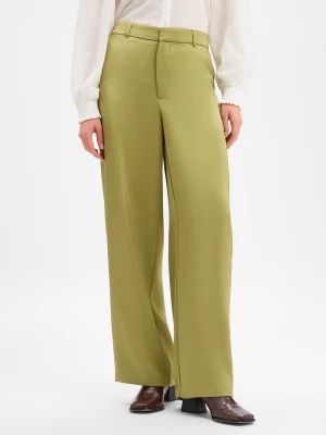 Neo Noir Damskie spodnie satynowe - Emmett Kobiety zielony jednolity,