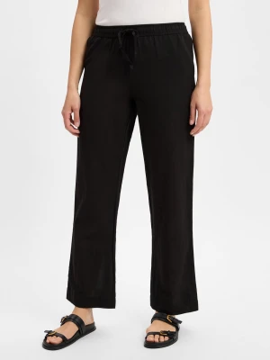 Neo Noir Lniane spodnie - Sonar Linen Kobiety Bawełna czarny jednolity,