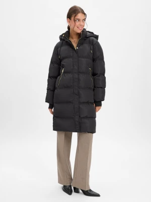 Neo Noir Pikowany płaszcz damski - Lucette Kobiety Sztuczne włókno czarny jednolity,