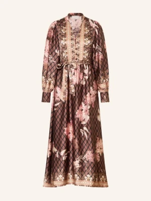 Neo Noir Satyna Sukienka Nova Z Falbanami schwarz