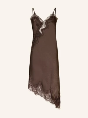 Neo Noir Satyna Sukienka Sorelle Z Koronką braun