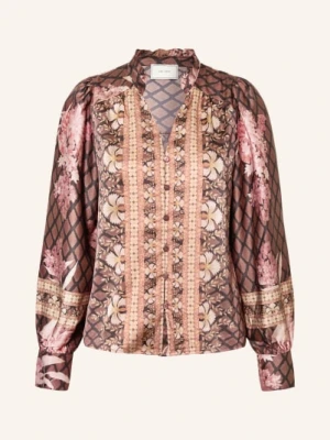 Neo Noir Satynowa Bluzka Massima Z Falbanami schwarz