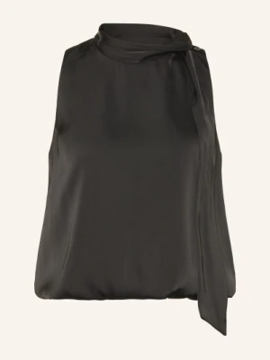 Neo Noir Satynowa Bluzka Veda Z Kokardą schwarz