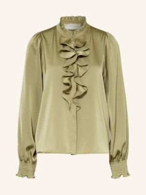 Neo Noir Satynowa Bluzka Zamola Z Falbanami gruen