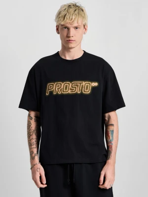 Neon Black t-shirt boxy bawełniany męski czarny PROSTO.