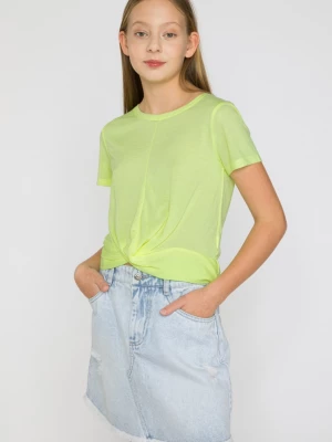 Neonowy t-shirt dla dziewczyny z marszczonym dołem Reporter Young