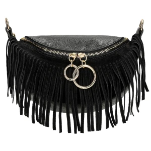 Czarna torebka nerka z fredzlami 80089-71 Wojas