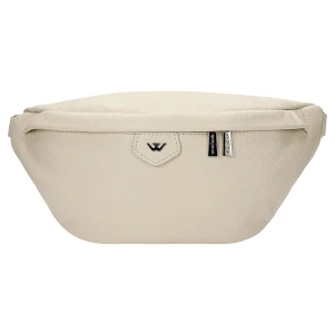 Duża beżowa skórzana torebka typu nerka 80195-44 Wojas