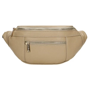 Beżowa skórzana torebka typu nerka 80301-44 Wojas