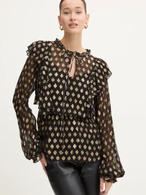 Never Fully Dressed bluzka Primrose Blouse damska kolor czarny wzorzysta NFDTO1459