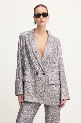 Never Fully Dressed marynarka Gunmetal Sequin 54 Blazer kolor szary dwurzędowa NFDOU362