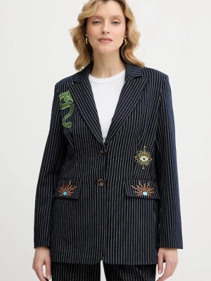 Never Fully Dressed marynarka Taylor kolor granatowy jednorzędowa wzorzysta NFDOU449