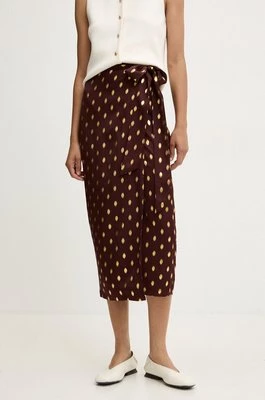 Never Fully Dressed spódnica Jaspre Skirt kolor brązowy midi prosta NFDSK635