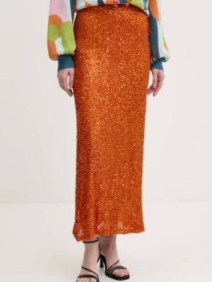 Zdjęcie produktu Never Fully Dressed spódnica Rust Sequin Dorris kolor pomarańczowy maxi prosta NFDSK634