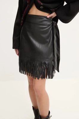 Never Fully Dressed spódnica Vegan Leather Mini Fringe Jaspre kolor czarny mini ołówkowa NFDSK591