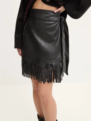 Never Fully Dressed spódnica Vegan Leather Mini Fringe Jaspre kolor czarny mini ołówkowa NFDSK591