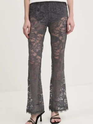 Never Fully Dressed spodnie Charcoal Lace damskie kolor szary dzwony high waist NFDTR453