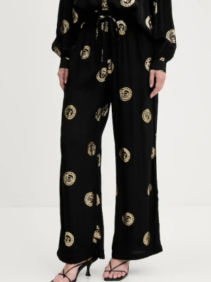 Never Fully Dressed spodnie damskie kolor czarny szerokie high waist NFDTR490