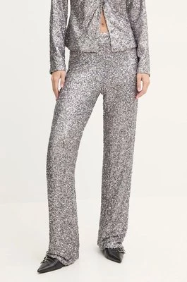 Never Fully Dressed spodnie Gunmeal Sequin Freddie Trousers damskie kolor srebrny proste high waist NFDTR356