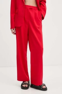 Never Fully Dressed spodnie Red Sundazed Roamance arden Trousers damskie kolor czerwony proste high waist NFDTR354