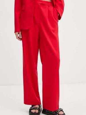 Never Fully Dressed spodnie Red Sundazed Roamance arden Trousers damskie kolor czerwony proste high waist NFDTR354