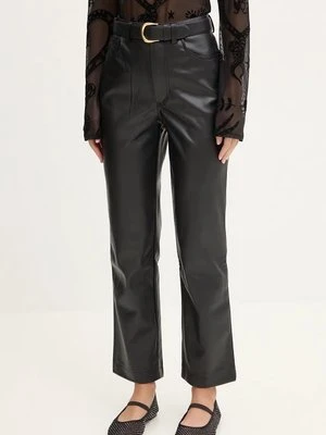 Never Fully Dressed spodnie Vegan Leather Trousers damskie kolor czarny proste high waist NFDTR325