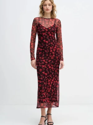 Never Fully Dressed sukienka Cherry Mesh Soho kolor bordowy maxi dopasowana NFDDR3167