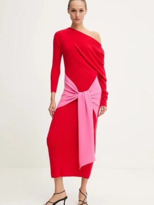 Never Fully Dressed sukienka kolor czerwony maxi dopasowana NFDKN737