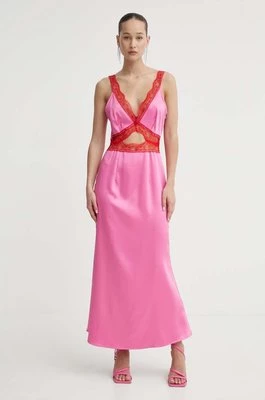 Never Fully Dressed sukienka kolor różowy maxi rozkloszowana