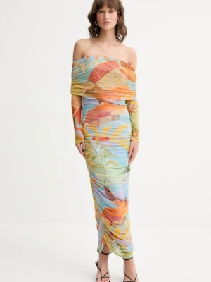 Never Fully Dressed sukienka kolor zielony midi dopasowana NFDDR1814