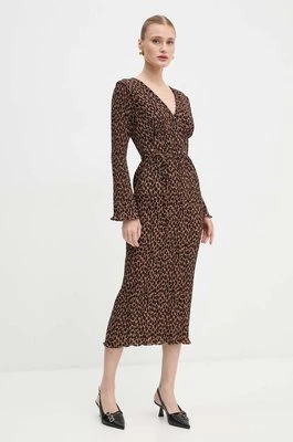 Never Fully Dressed sukienka Leopard Celeste Dress kolor beżowy midi prosta NFDDR1701