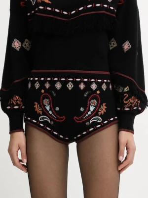 Never Fully Dressed szorty damskie kolor czarny wzorzyste high waist NFDKN745