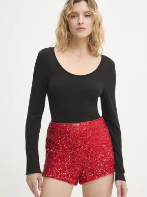 Never Fully Dressed szorty damskie kolor czerwony gładkie high waist NFDTR561