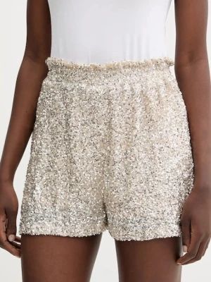 Never Fully Dressed szorty damskie kolor srebrny gładkie high waist NFDTR512