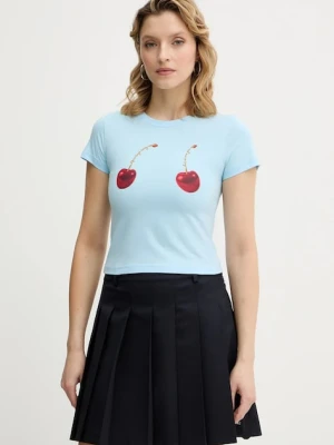 Never Fully Dressed t-shirt bawełniany Cherry Boob damski kolor niebieski NFDTO2085